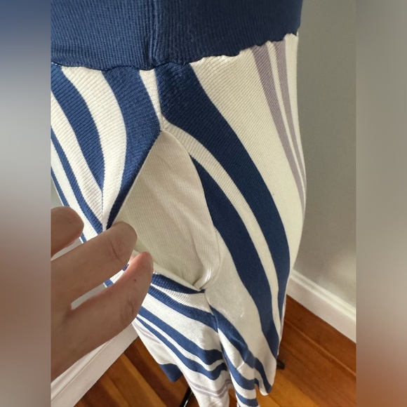 Anthropologie Bordeaux Asymmetrical Blue and White Striped Skirt - Size Medium - Picture 5 of 15
